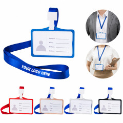 Aluminum Badge Holder With Polyester Lanyard