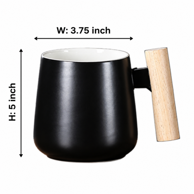 Ceramic Coffee Mug with Wooden Handle
