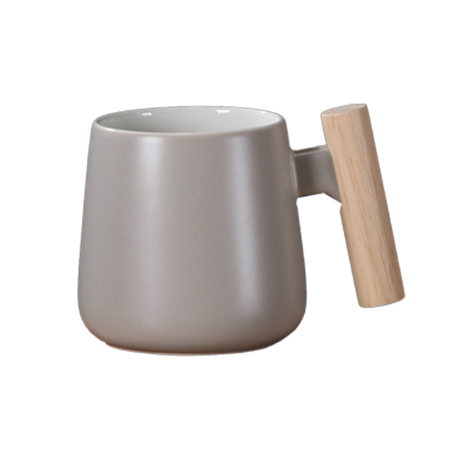 Ceramic Coffee Mug with Wooden Handle