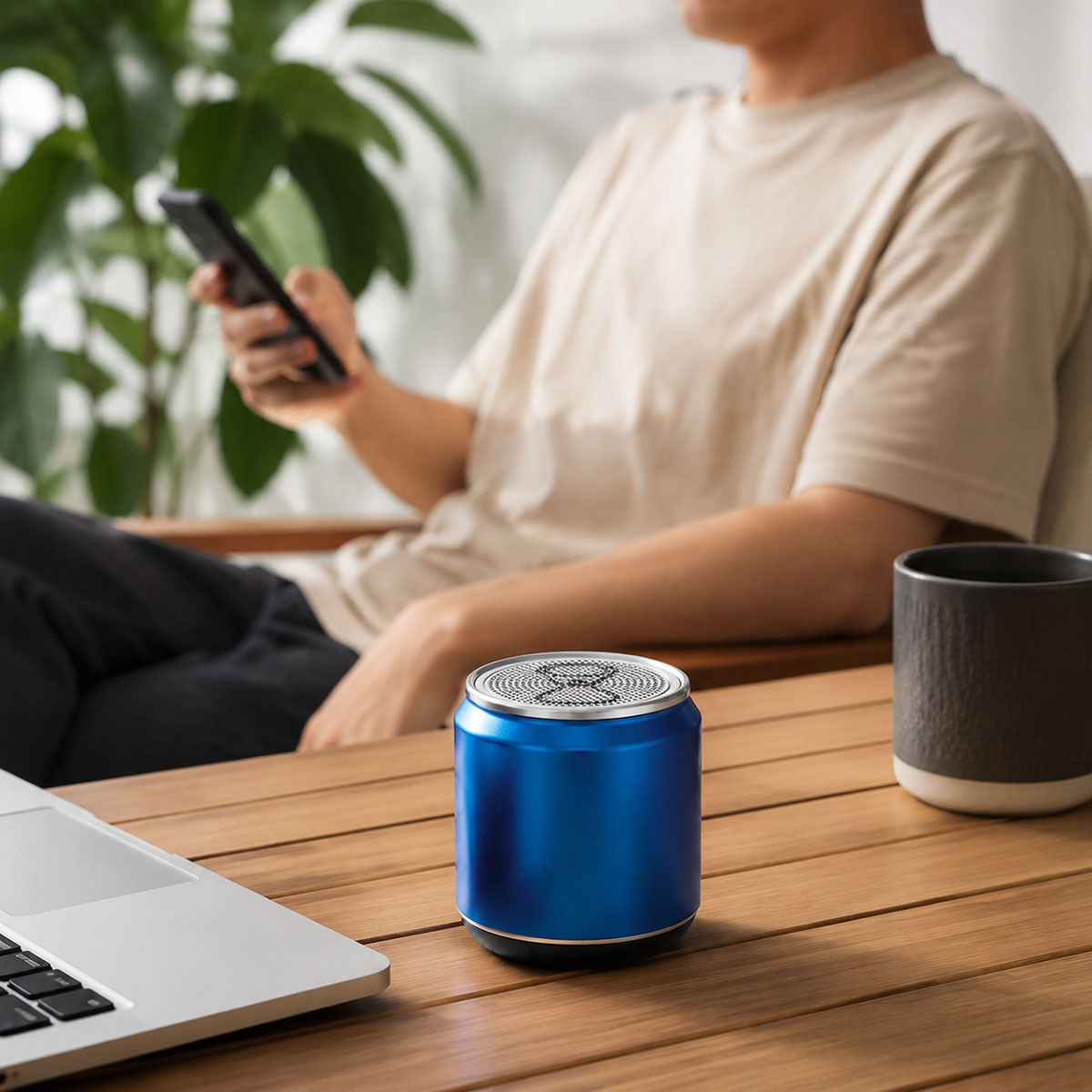Custom Mini Metal Can Bluetooth Speaker with Lanyard