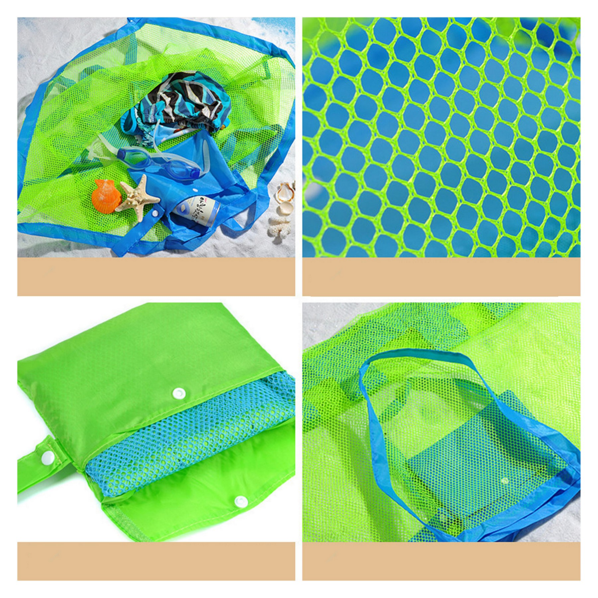 Foldable Mesh Beach Sand Toy Storage Pouch Bag