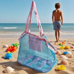 Foldable Mesh Beach Sand Toy Storage Pouch Bag