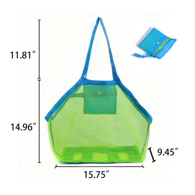 Foldable Mesh Beach Sand Toy Storage Pouch Bag