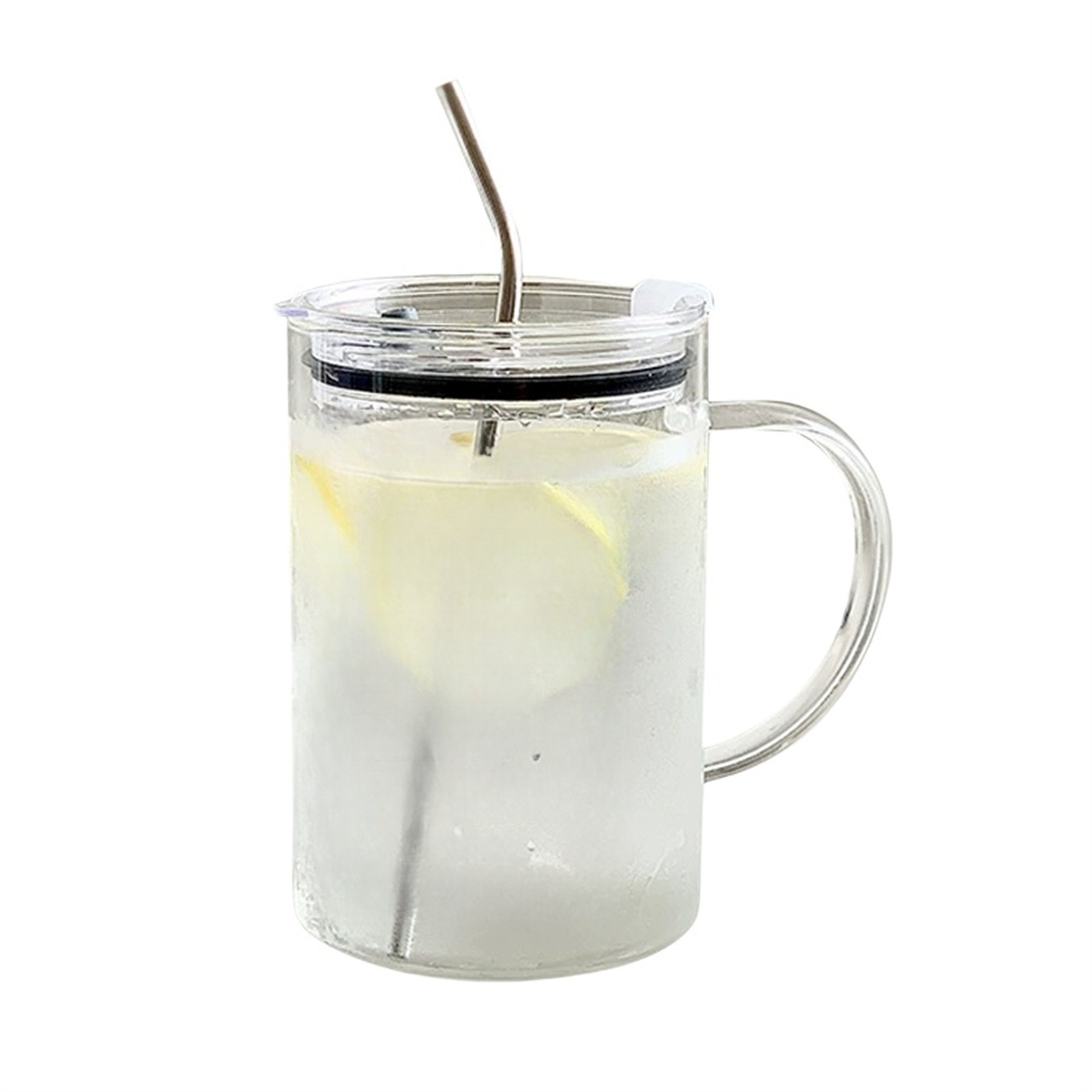 Glass Hydration Tumbler With Straw And Lid