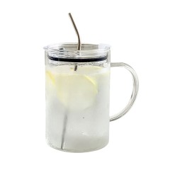 Glass Hydration Tumbler With Straw And Lid