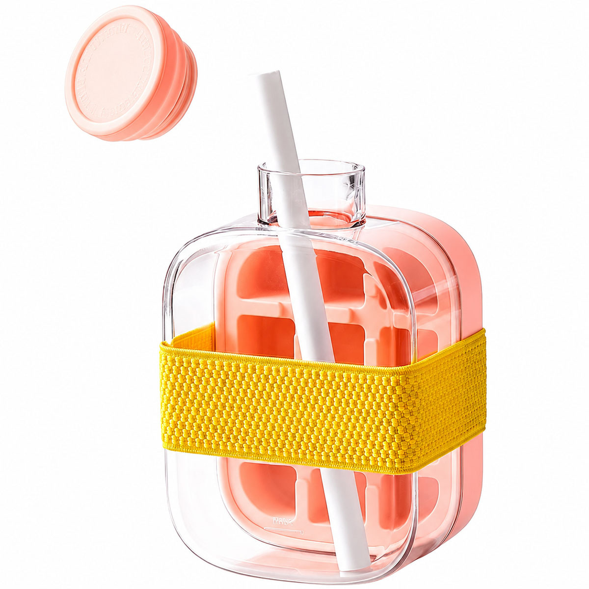Ice Cube Maker Bottle with Straw