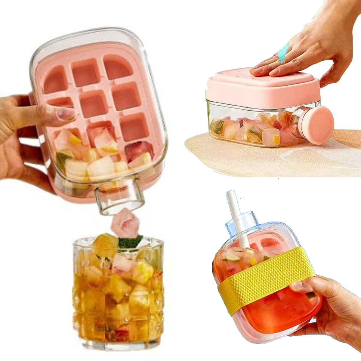 Ice Cube Maker Bottle with Straw