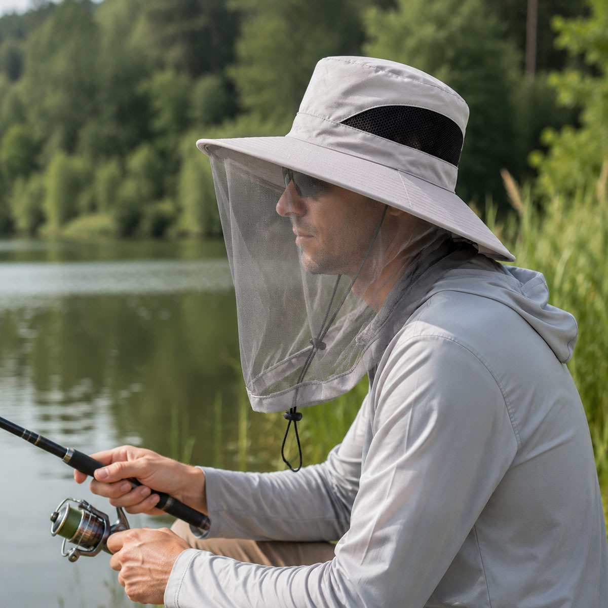 Mosquito Repellent Fishing Hat with Face Cover