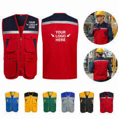 Multi-Pocket Safety Vest with Reflective Strips