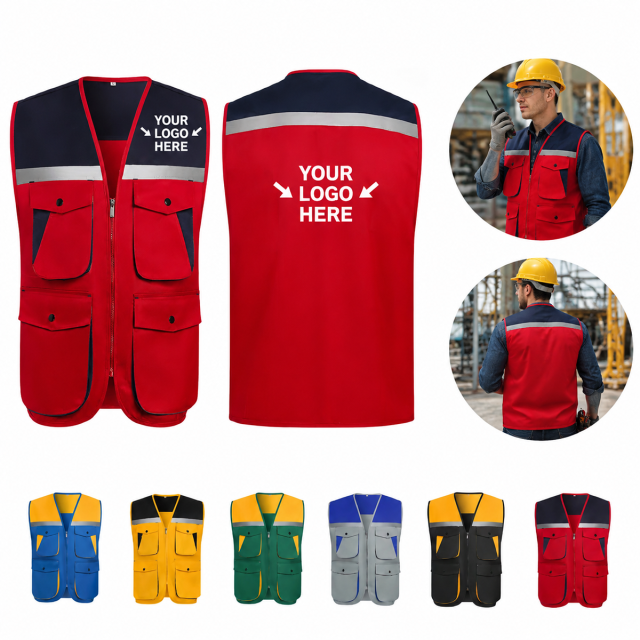 Multi-Pocket Safety Vest with Reflective Strips
