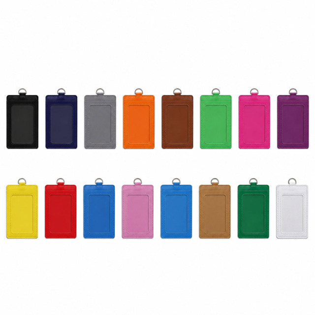 PU Leather Double Card Badge Holder