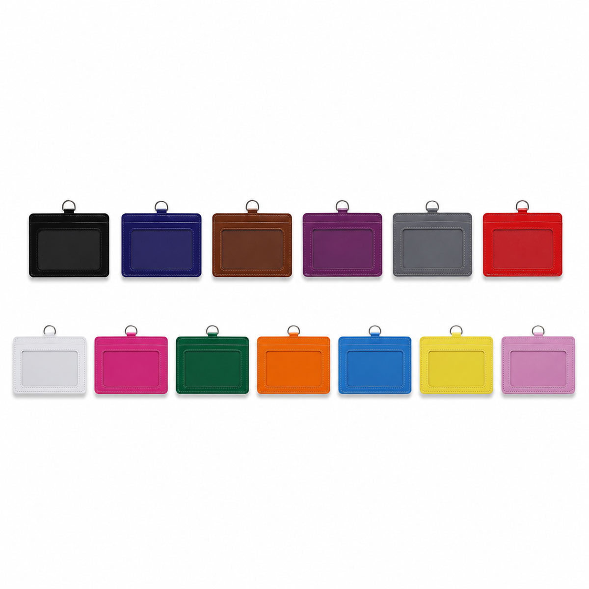 PU Leather Double Card Badge Holder