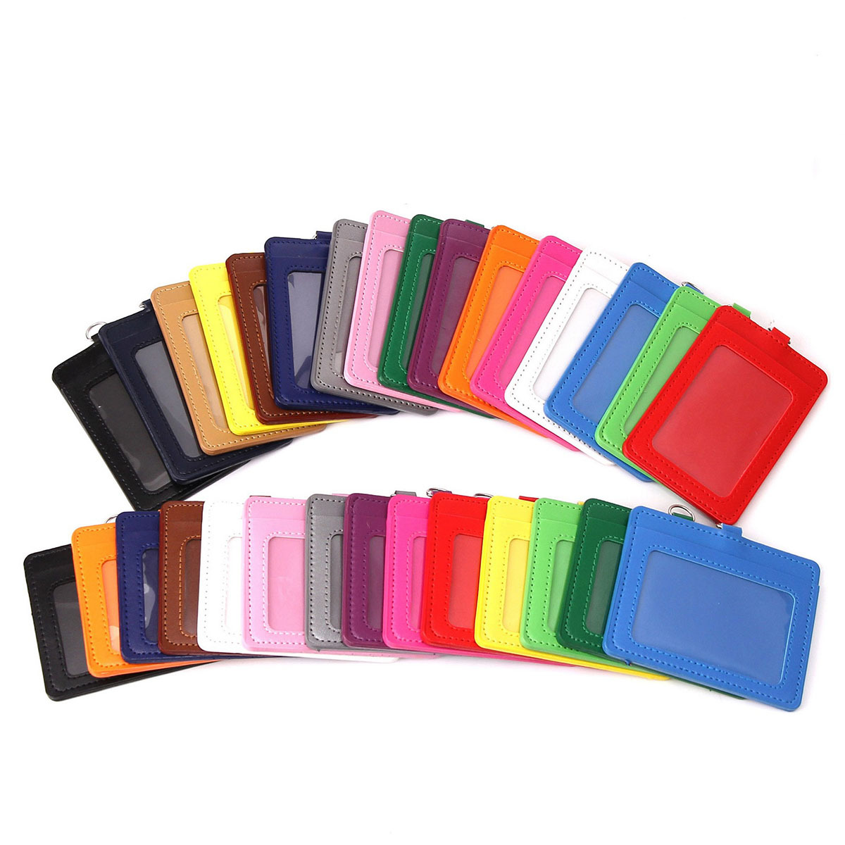 PU Leather Double Card Badge Holder