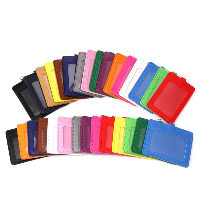 PU Leather Double Card Badge Holder