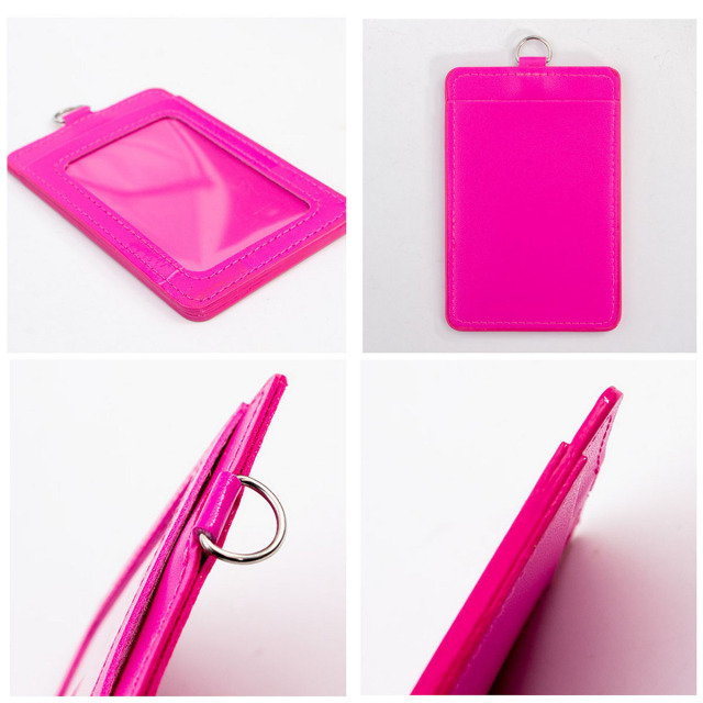 PU Leather Double Card Badge Holder