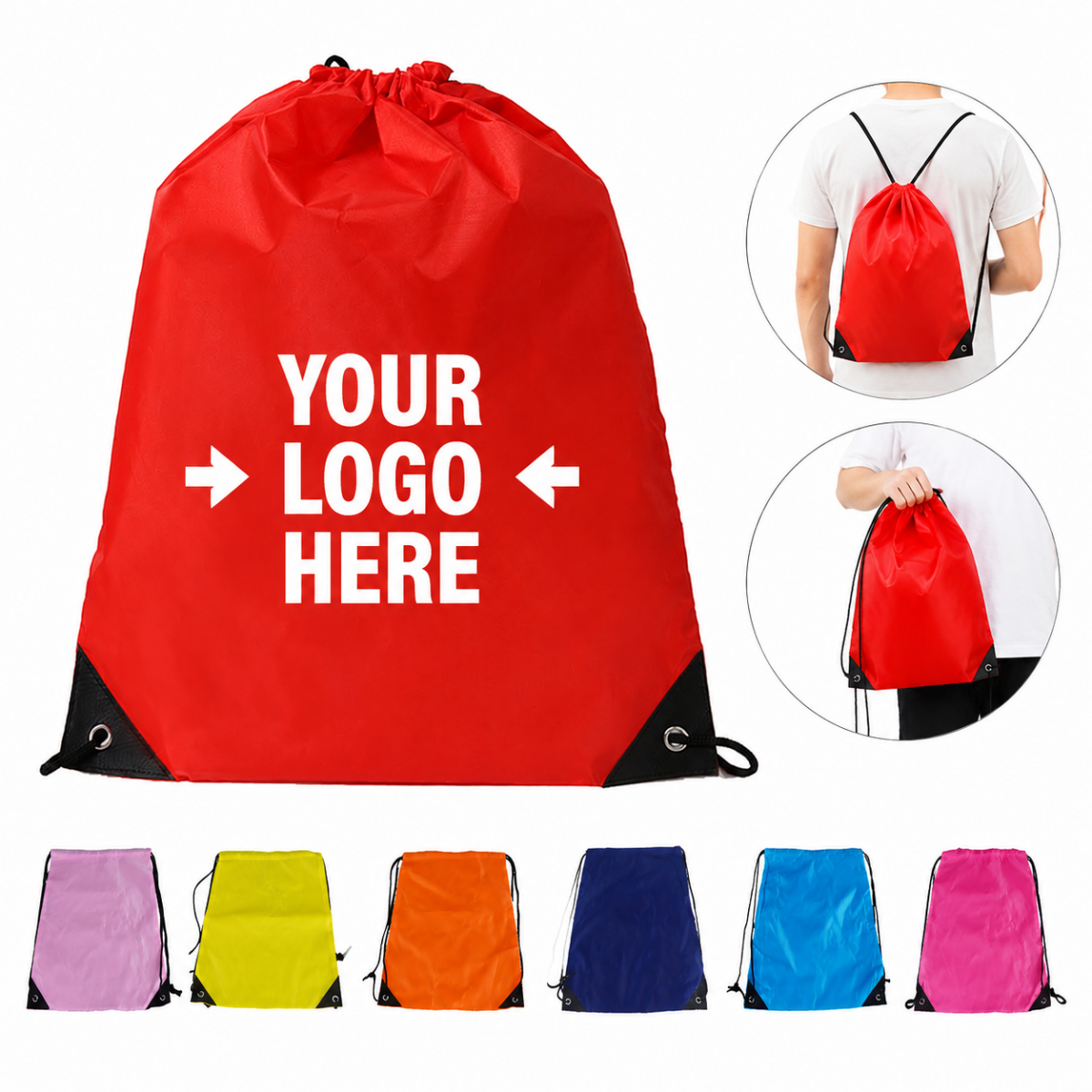 Polyester Drawstring Sports Bag Gym Backpack