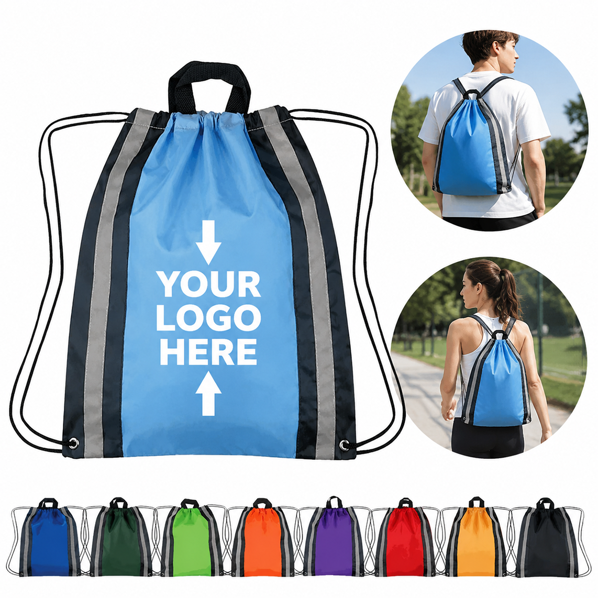 Reflective Stripes Drawstring Backpack