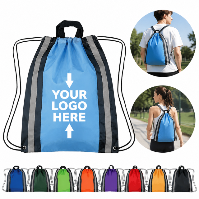Reflective Stripes Drawstring Backpack