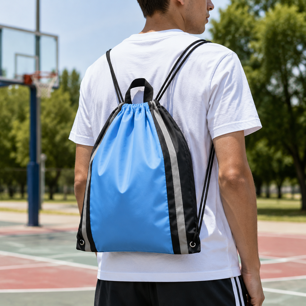 Reflective Stripes Drawstring Backpack