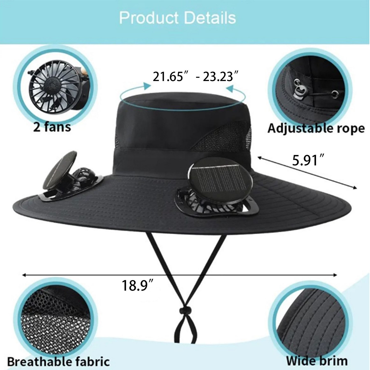 Solar Fan Fishing Cap
