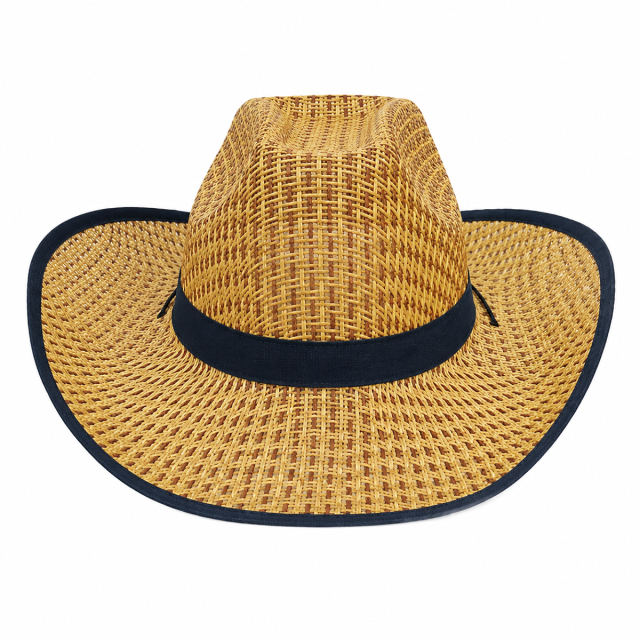 Straw Cowboy Visor Hat with Curved Brim