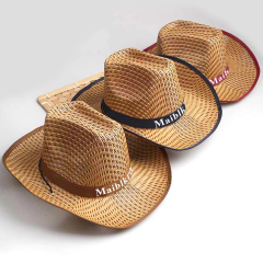 Straw Cowboy Visor Hat with Curved Brim