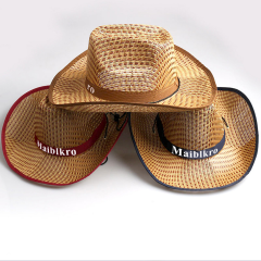 Straw Cowboy Visor Hat with Curved Brim