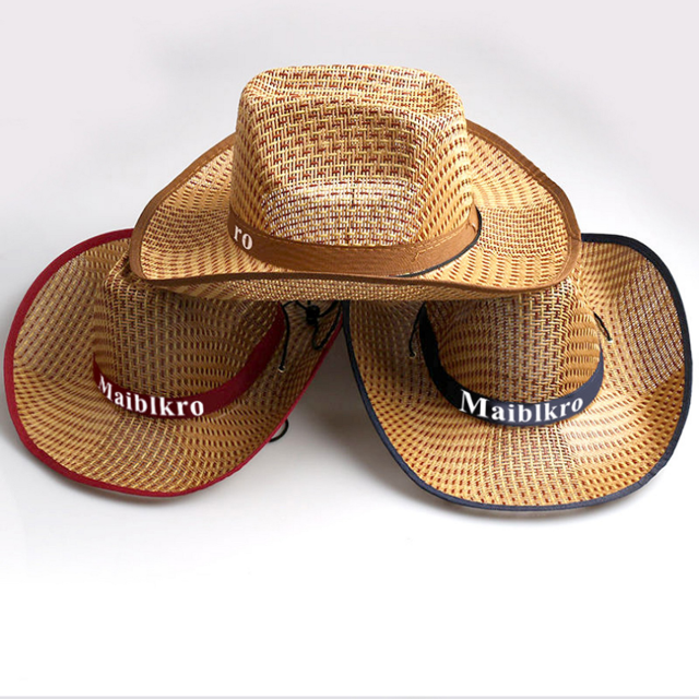 Straw Cowboy Visor Hat with Curved Brim