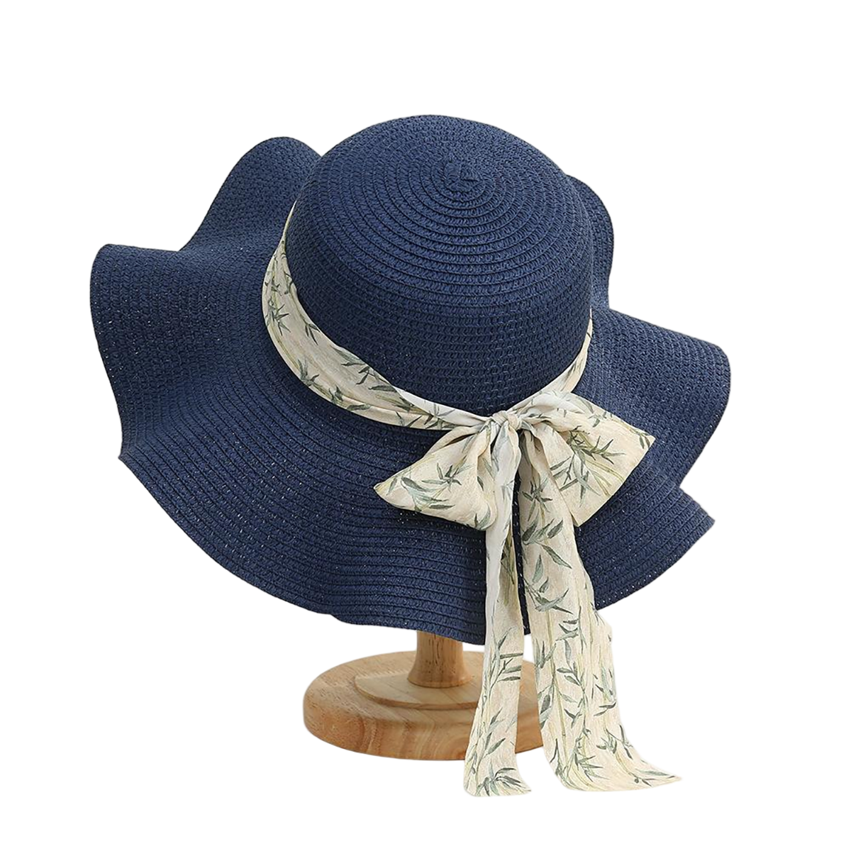 Wide Brim Straw Hat with Ribbon