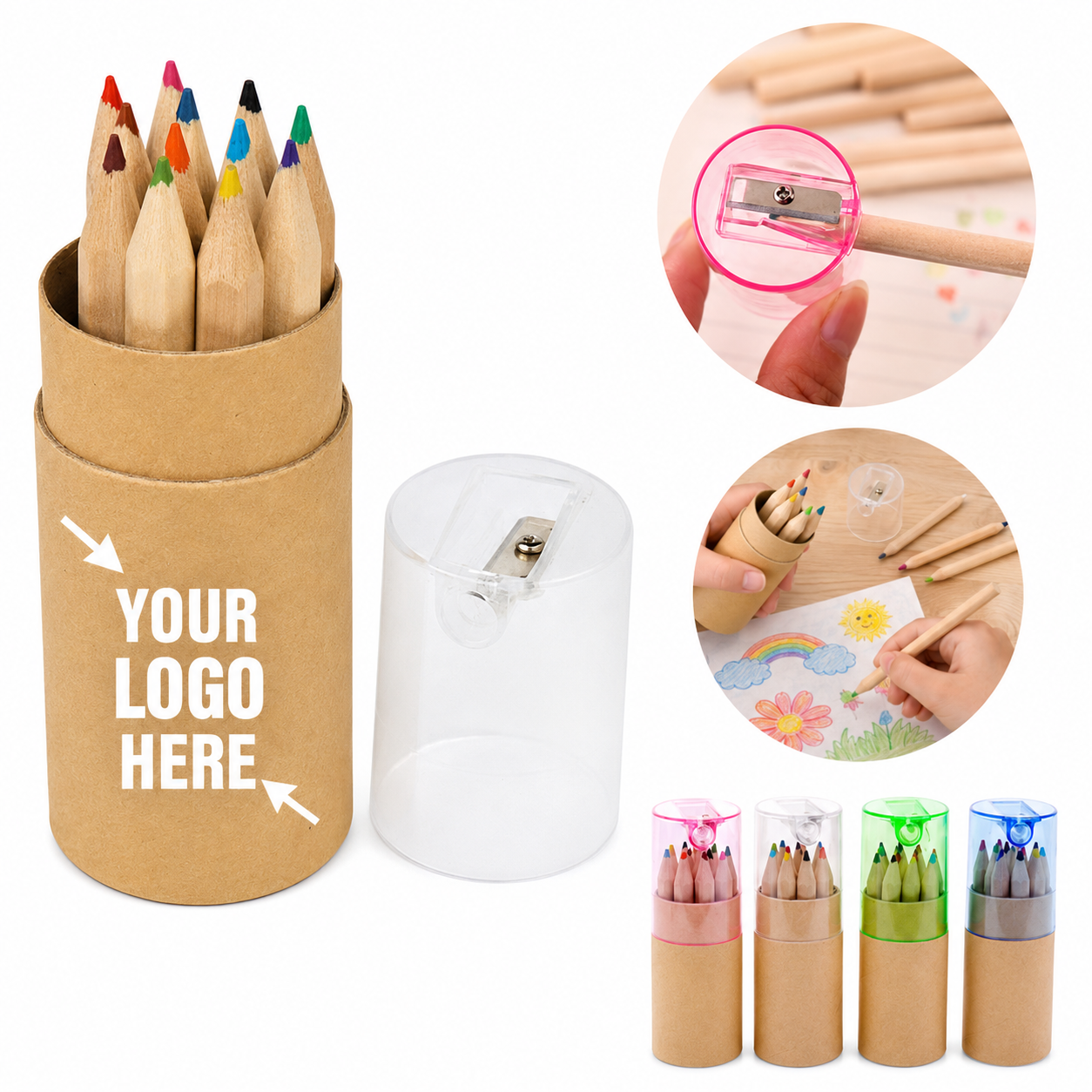 12-Piece Short Colored Pencil Set With Sharpener