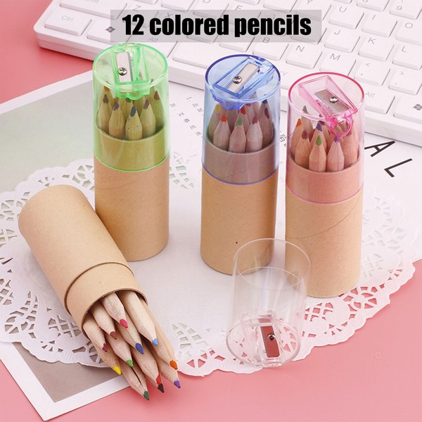 12-Piece Short Colored Pencil Set With Sharpener