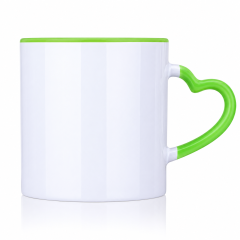 12 Oz Two-Tone Ceramic Heart Handle Cup