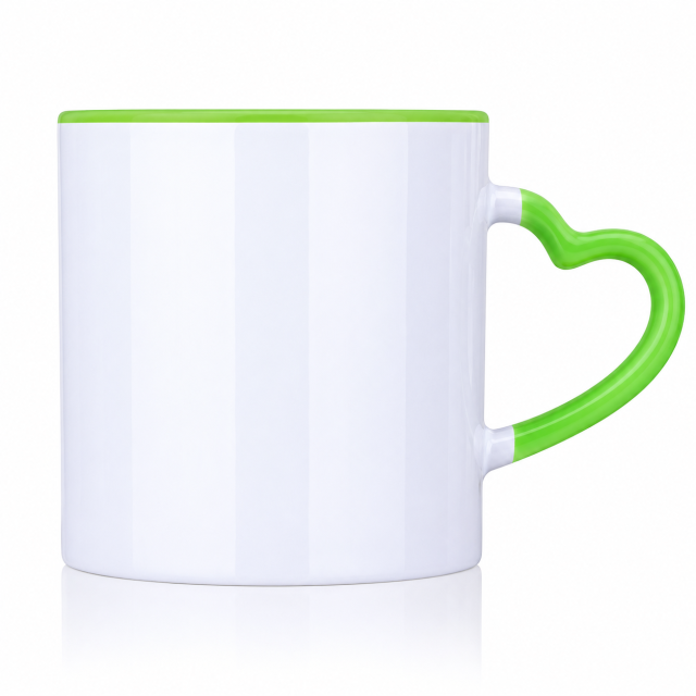 12 Oz Two-Tone Ceramic Heart Handle Cup