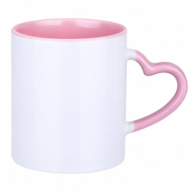 12 Oz Two-Tone Ceramic Heart Handle Cup