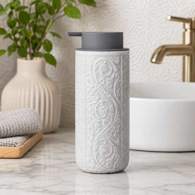 16 Oz Embossed Ceramic Lotion Dispenser