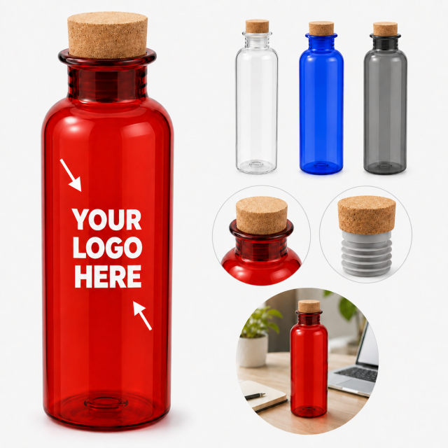 22 Oz Tritan Water Bottle With Cork Lid