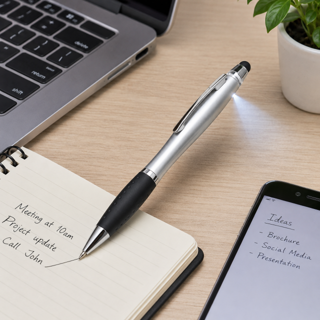 3-In-1 LED Light-Up Stylus Ballpoint Pen