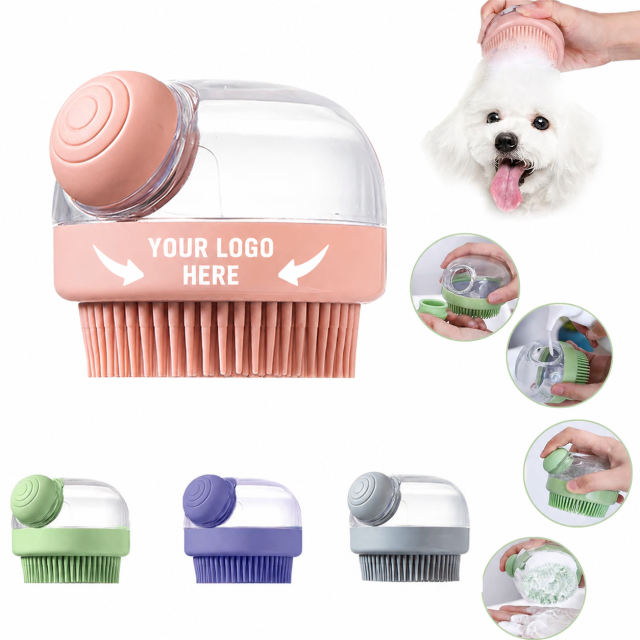 3-in-1 Pet Bath Scrubber Brush with Shampoo Dispenser