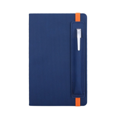 A5 PU Leather Lined Notebook With Pen Holder