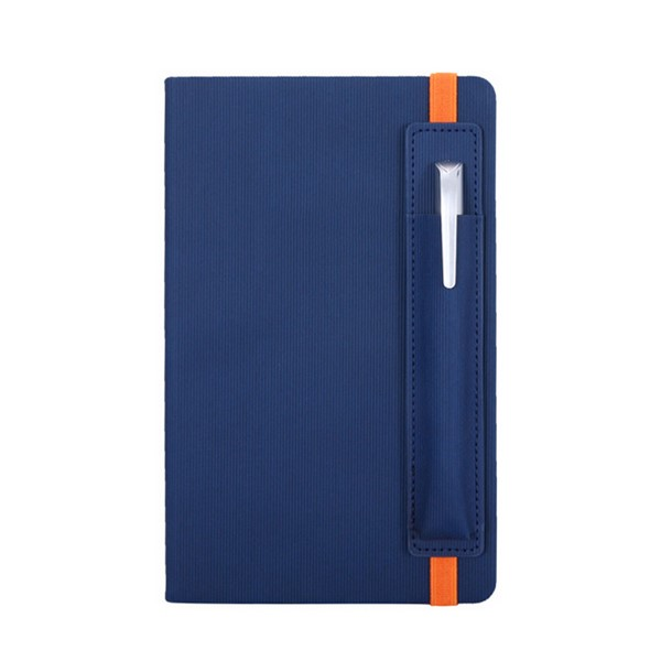 A5 PU Leather Lined Notebook With Pen Holder