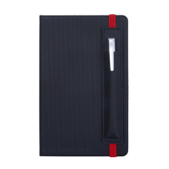 A5 PU Leather Lined Notebook With Pen Holder