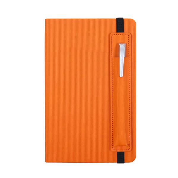 A5 PU Leather Lined Notebook With Pen Holder