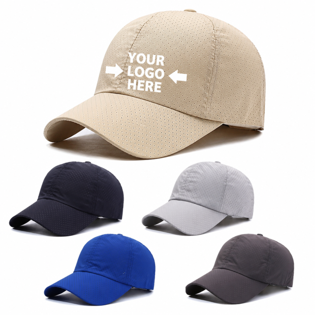Breathable Perforated Mesh Baseball Cap with Adjustable Strap