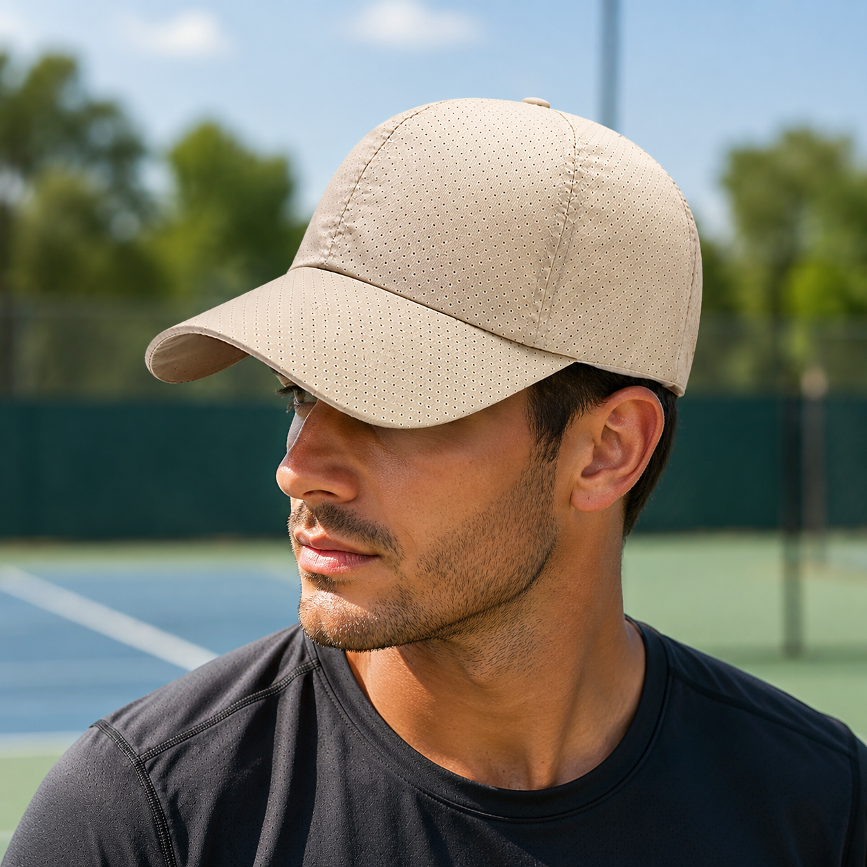 Breathable Perforated Mesh Baseball Cap with Adjustable Strap