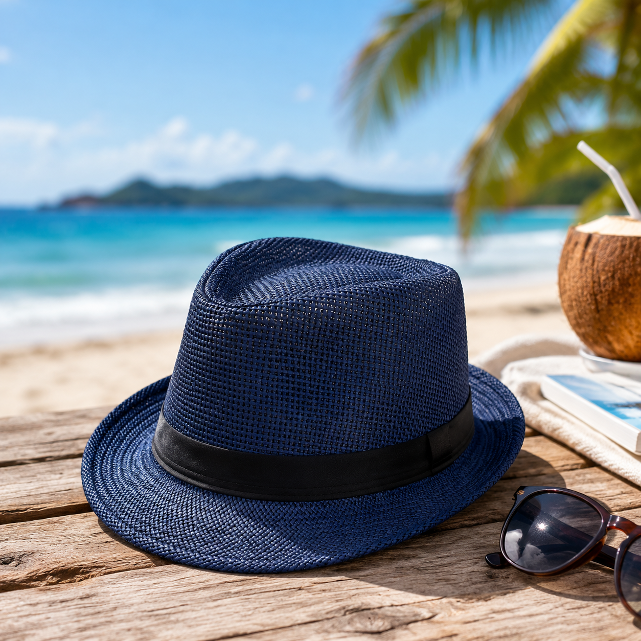 Classic Panama Straw Beach Hat with Wide Brim