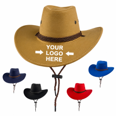 Colorful Wide-Brim Cowboy Hat with Chin Strap