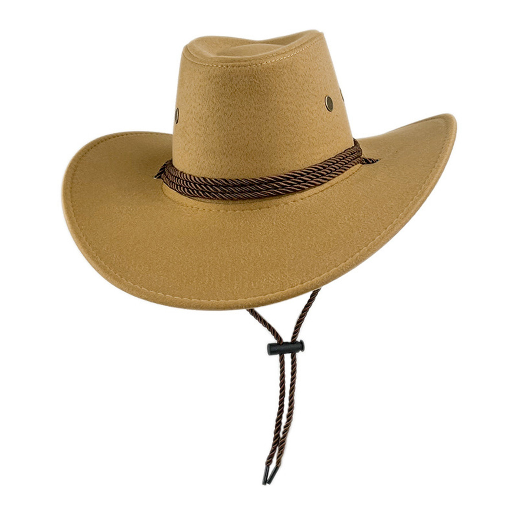Colorful Wide-Brim Cowboy Hat with Chin Strap
