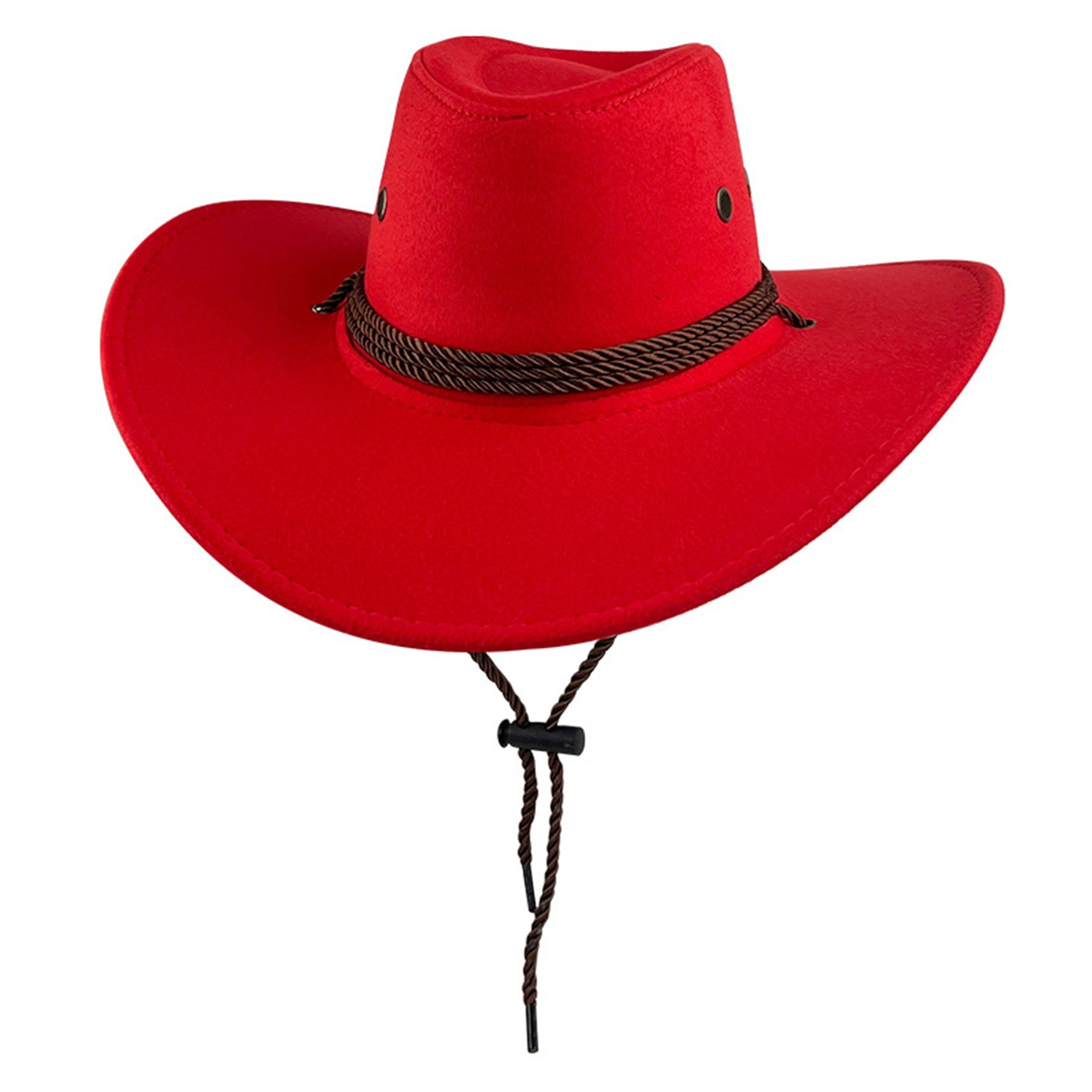 Colorful Wide-Brim Cowboy Hat with Chin Strap