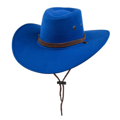 Colorful Wide-Brim Cowboy Hat with Chin Strap