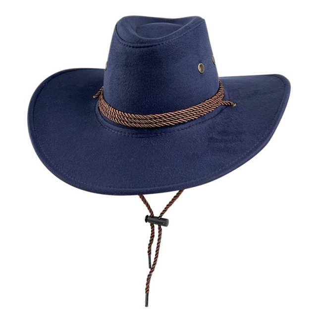 Colorful Wide-Brim Cowboy Hat with Chin Strap
